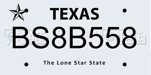 BS8B558 Texas License Plate