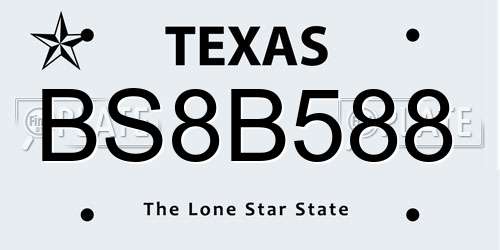 BS8B588 Texas License Plate