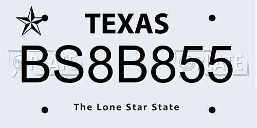 BS8B855 Texas License Plate