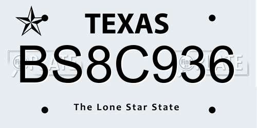 BS8C936 Texas License Plate