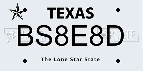 BS8E8D Texas License Plate