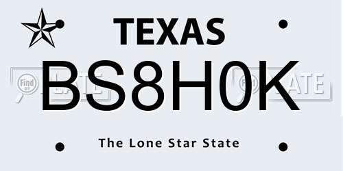 BS8H0K Texas License Plate