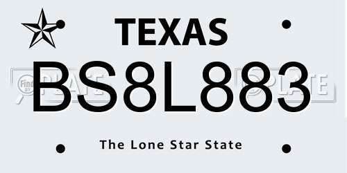 BS8L883 Texas License Plate