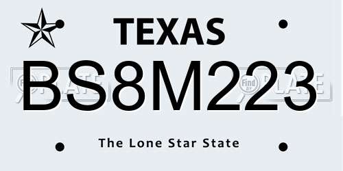 BS8M223 Texas License Plate