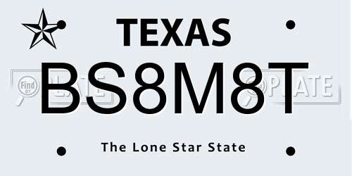 BS8M8T Texas License Plate