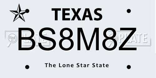 BS8M8Z Texas License Plate