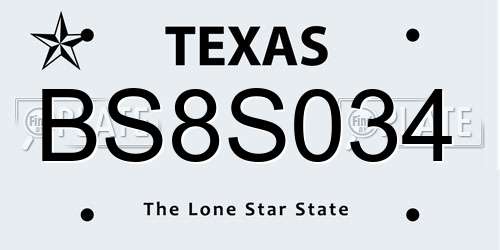 BS8S034 Texas License Plate