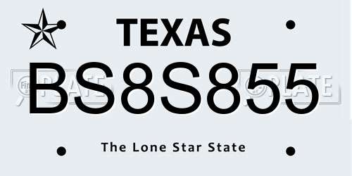 BS8S855 Texas License Plate