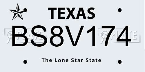 BS8V174 Texas License Plate