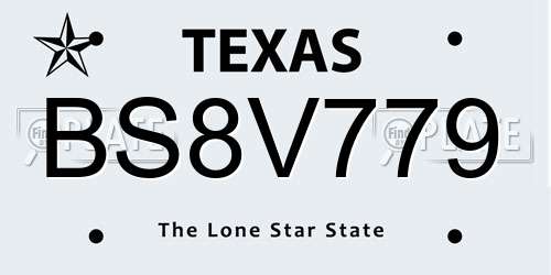 BS8V779 Texas License Plate