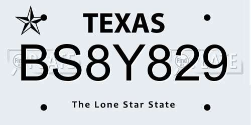 BS8Y829 Texas License Plate