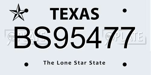 BS95477 Texas License Plate