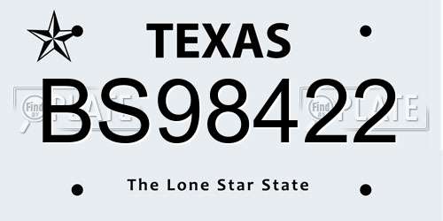 BS98422 Texas License Plate