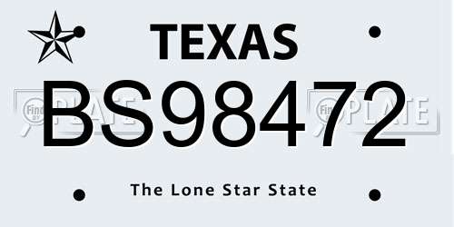 BS98472 Texas License Plate