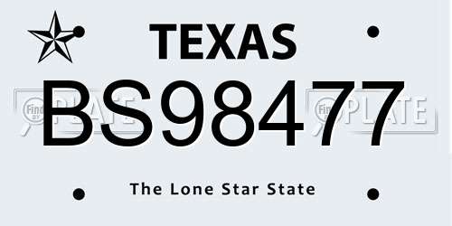 BS98477 Texas License Plate