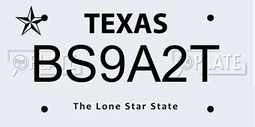 BS9A2T Texas License Plate