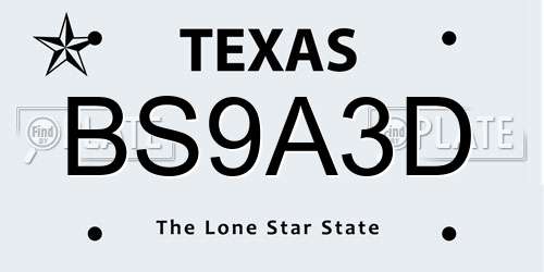 BS9A3D Texas License Plate