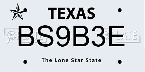 BS9B3E Texas License Plate
