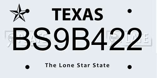 BS9B422 Texas License Plate