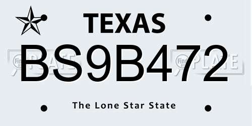 BS9B472 Texas License Plate