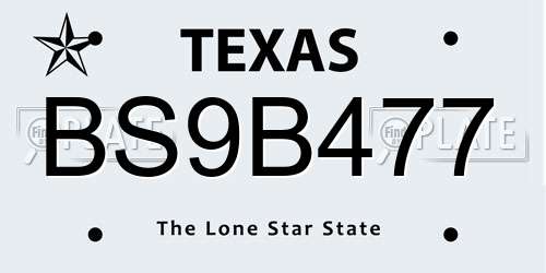 BS9B477 Texas License Plate