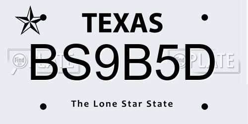 BS9B5D Texas License Plate