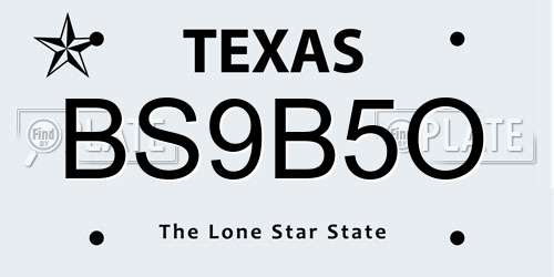 BS9B5O Texas License Plate