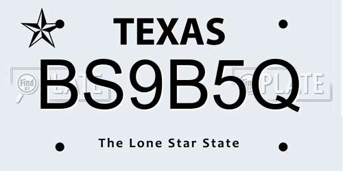 BS9B5Q Texas License Plate