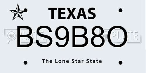 BS9B8O Texas License Plate