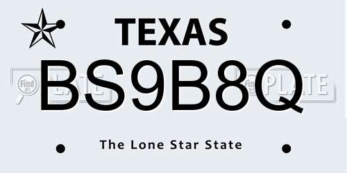 BS9B8Q Texas License Plate