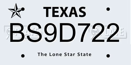 BS9D722 Texas License Plate