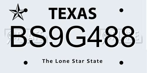 BS9G488 Texas License Plate