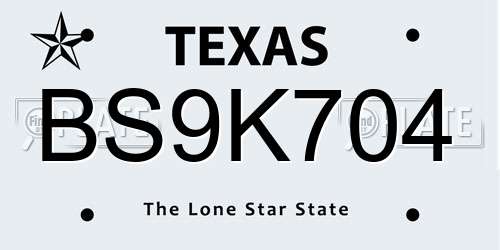 BS9K704 Texas License Plate