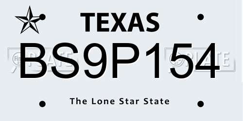 BS9P154 Texas License Plate