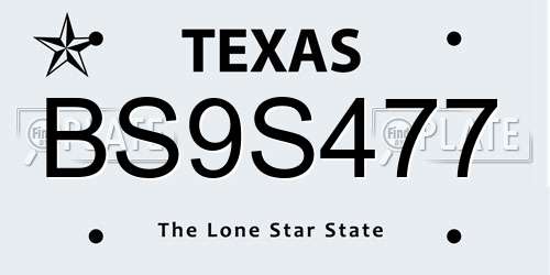 BS9S477 Texas License Plate