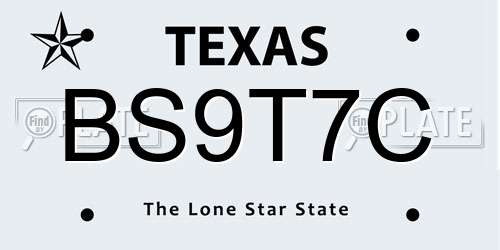 BS9T7C Texas License Plate