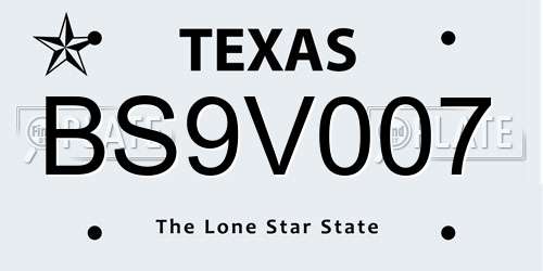 BS9V007 Texas License Plate