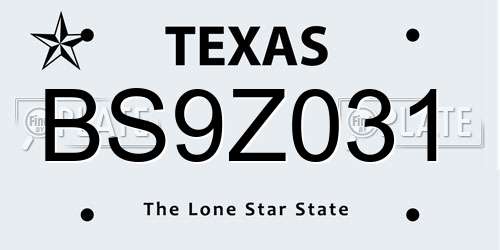 BS9Z031 Texas License Plate