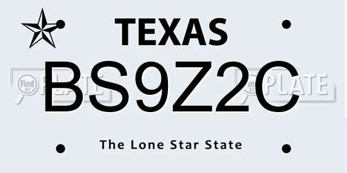 BS9Z2C Texas License Plate