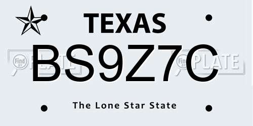 BS9Z7C Texas License Plate