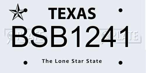 BSB1241 Texas License Plate