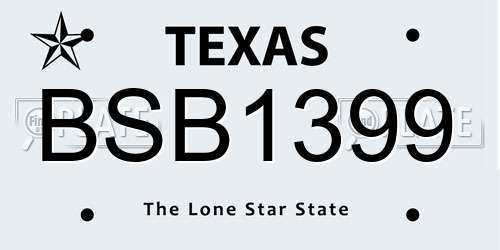 BSB1399 Texas License Plate