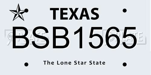 BSB1565 Texas License Plate