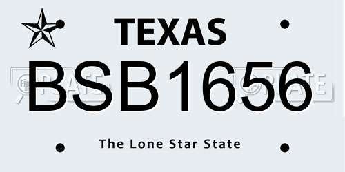 BSB1656 Texas License Plate