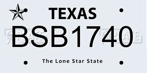 BSB1740 Texas License Plate