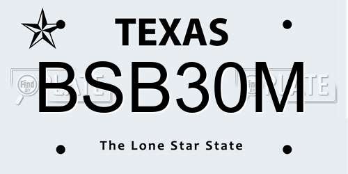 BSB30M Texas License Plate