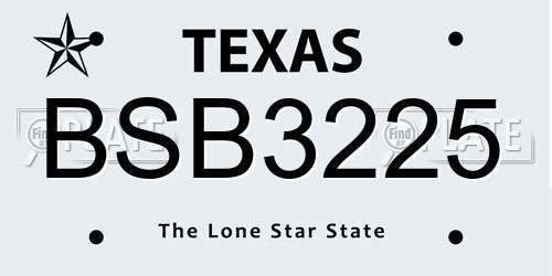 BSB3225 Texas License Plate