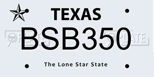 BSB350 Texas License Plate
