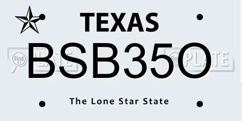 BSB35O Texas License Plate