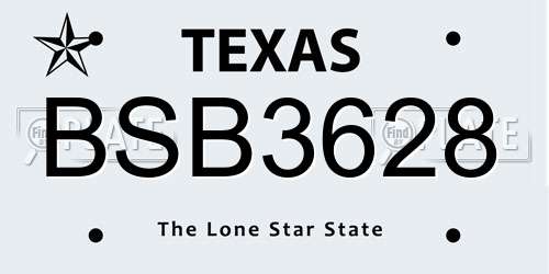 BSB3628 Texas License Plate